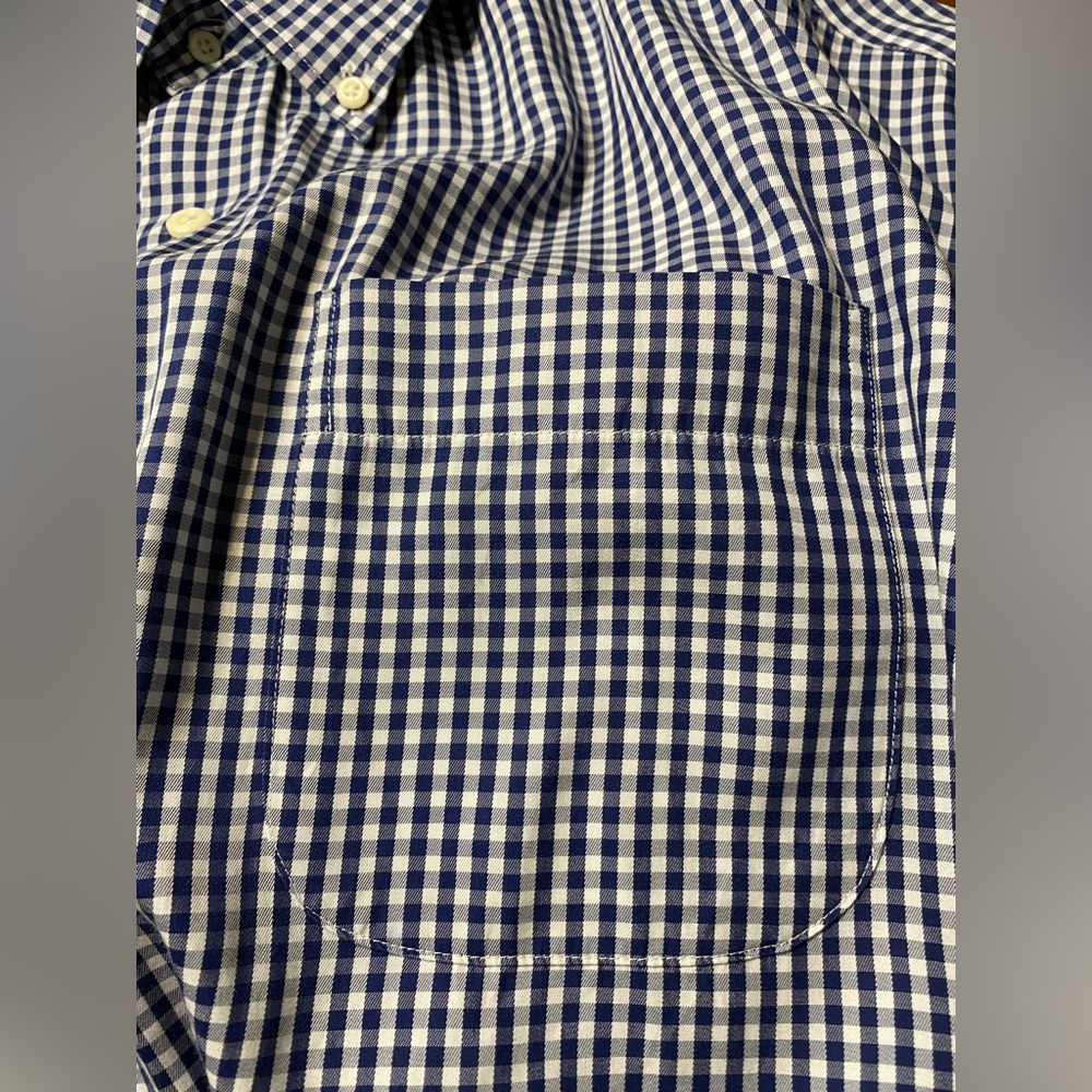 Peter Millar Crown Soft Navy & White Gingham cotton/silk blend shirt  Size 4X - Picture 10 of 10